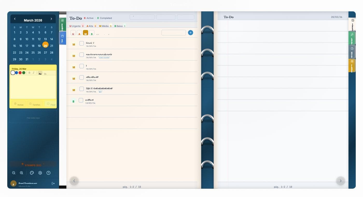 Vulcan Organizer Tasks tab